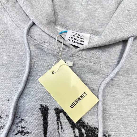 Vetements Light Grey Printed Hoodie - Picture 10 of 12